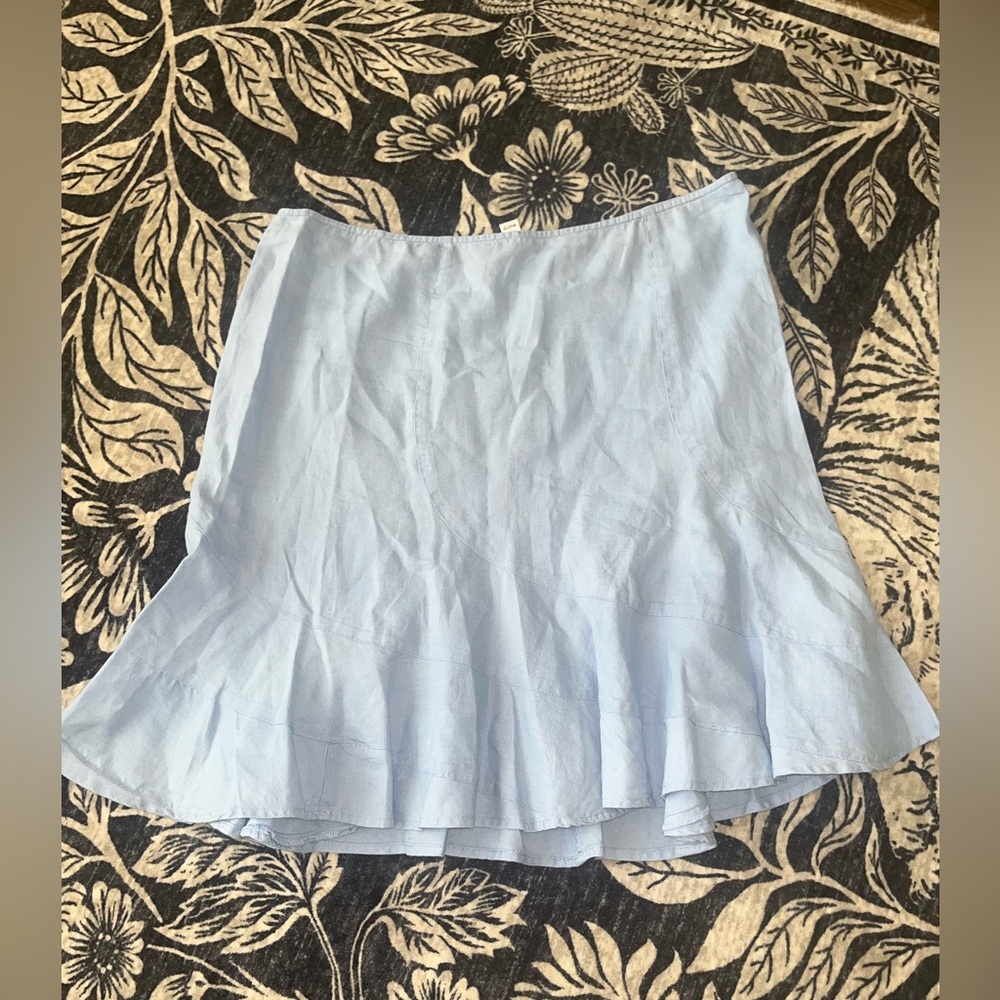 Old Navy  100%‎ Linen Light Sky Blue Flare Skirt  Sz 14